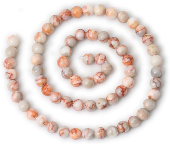 cheavian 60pcs 6mm natural red network stone round loose beads for jewelry making diy materials 1 strand 15"