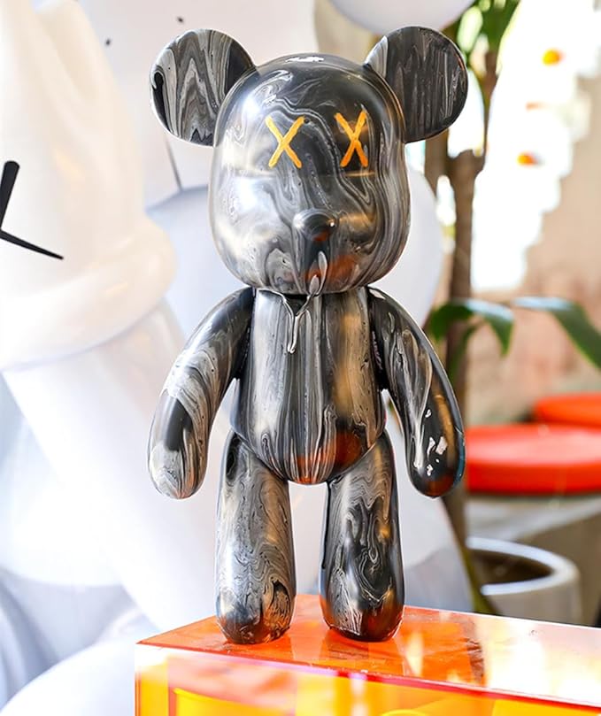 HANDA DIY Painting Kit - Teddy Bear & Gloomy Bear Figurines, Creative Home Decorations, Handmade Doll Toys, Gift for Birthday & Valentines (9.05 inch, Gold+White+Black)
