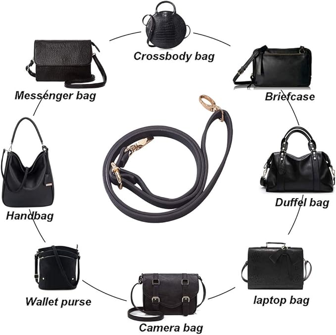 PandaHall DIY PU Leather Bag Knitting Set, Leather Bottom/26' Shoulder Strap/Bag Twist Lock/Flap Cover/Buckles for Crochet Handbag Tote, Black (7 Accessories)