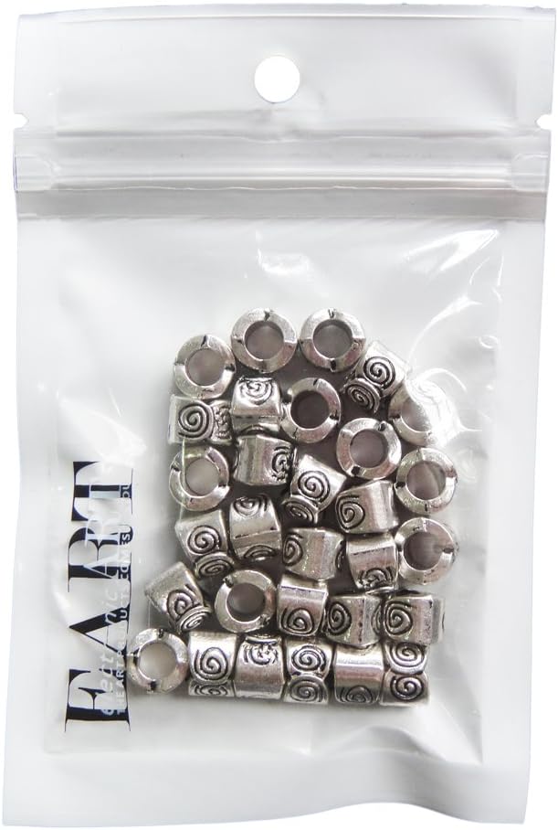 RUBYCA 50pcs Tibetan Silver Tone Spacer Beads Fit European Charms Bracelet Spiral Pattern Design