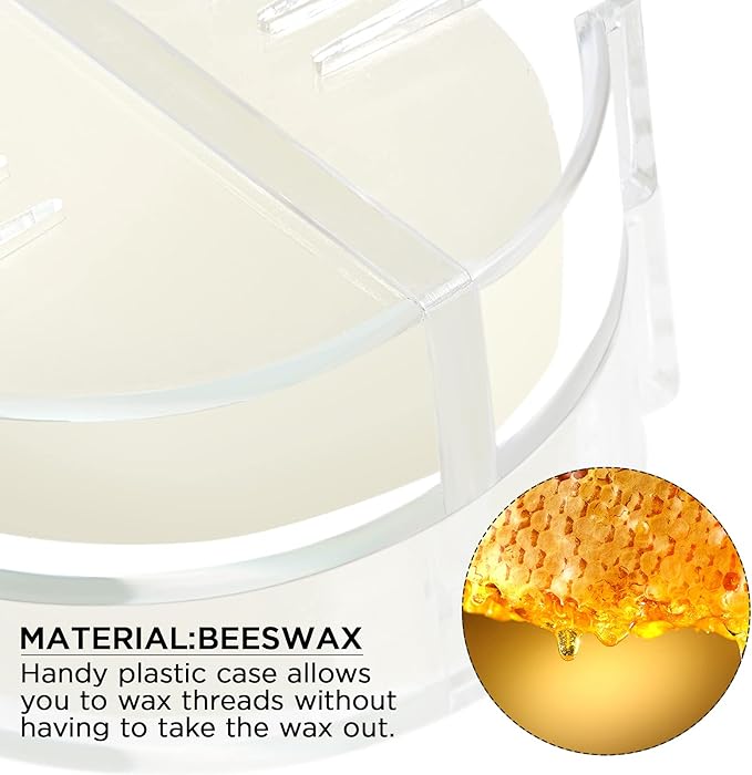 Maitys 2 Pcs Thread Wax Thread Conditioner Beeswax for Hand Sewing Embroidery Beeswax Floss Conditioner for Quilting Sewing Strengthening Line Embroidery Wax (Colorless,Clear Case)