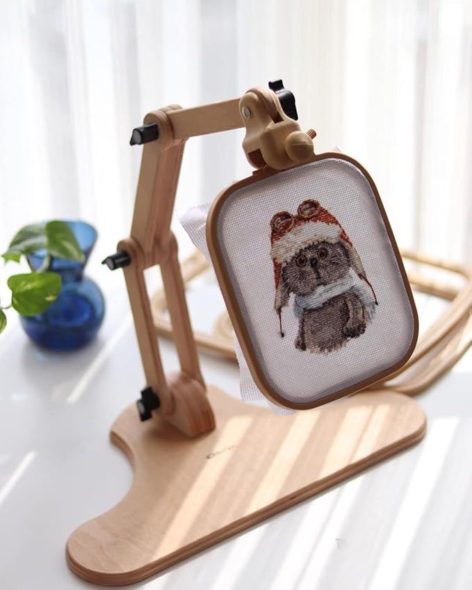 nurge square embroidery hoop - plastic cross stitch frame for needlepoint & embroidery - adjustable craft hoop - beige - no:3 (medium)