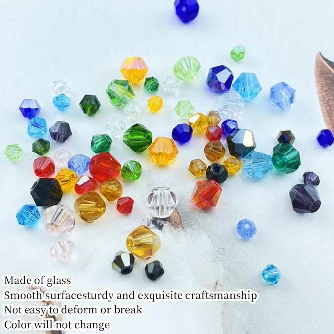 200pcs Bicone Crystal Beads 6mm Crystal Glass Faceted Beads for Necklace Bracelet Earrings DIY Jewelry Crafts Making Supplies(Deep Green)