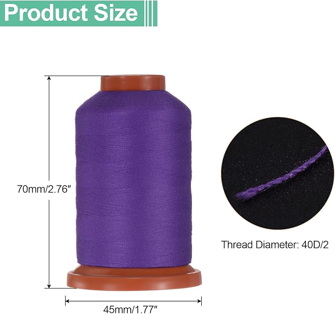 uxcell 40D/2 Sewing Thread 1100 Yards Polyester Household Sewing String Hand Stitching Polyester Cord for Clothing Stitching Shoe Bag Repairing DIY Craft Dark Purple