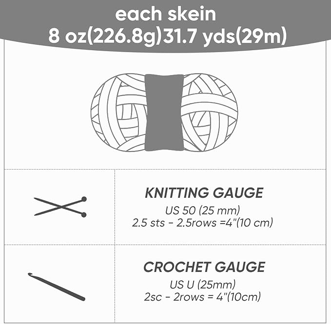 8 Jumbo Packs Chunky Chenille Yarn for Crocheting, 31.7 yds, 8 oz Each Skein Bulky Thick Fluffy Yarn for Knitting, Super Bulky Chunky Yarn for Hand Knitting Blanket, Soft Plush - Panda