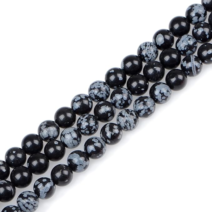bymitel 210pcs natural crystal beads stone gemstone round energy healing loose beads with stretch cord for jewelry making bracelets anklets (snowflake, 4mm 210pcs)