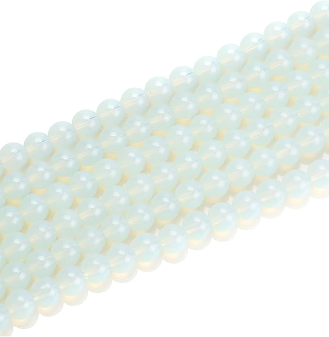 8mm Glass Beads 46PCS Glass Beads for Jewelry Making Charm Round Loose Bead for Bracelet Making Kit (White Agent Glass)
