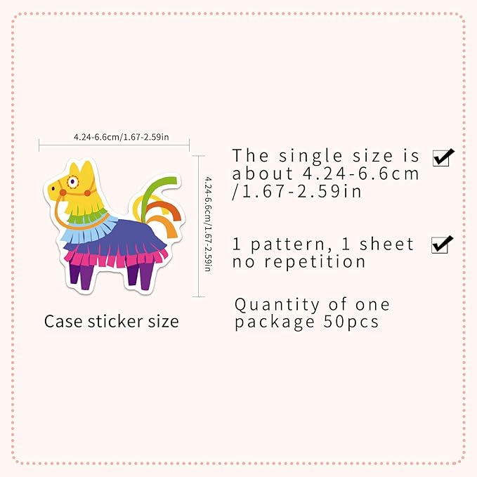 50Pcs Pinata Stickers, Waterproof Vinyl Colorful Party Decals for Laptop, Phone, Skateboard, Luggage - Decorative Stickers for Kids, Boys, Girls, Adults (Perfect for Holidays & Birthdays)