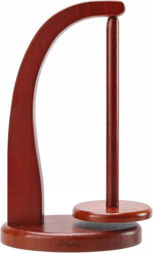 FLYKEY Model Magnetic Pendulum Wooden Yarn Holder for Crocheting,Yarn Storage Organizer with Yarn Spinner for Balls,Delightful Surprise Gift for Knitting Lovers by ARTOWELL(Mahogany-Colored)