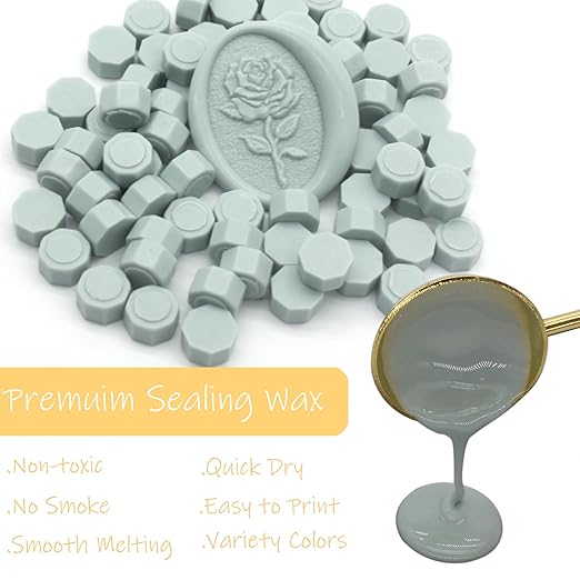 600pcs sage green wax seal beads, andotopee premium sealing wax beads for stamp seals, octagon wax pellets refill pack for wax seal kit, wedding invitation decor, letter envelope seal, diy crafts