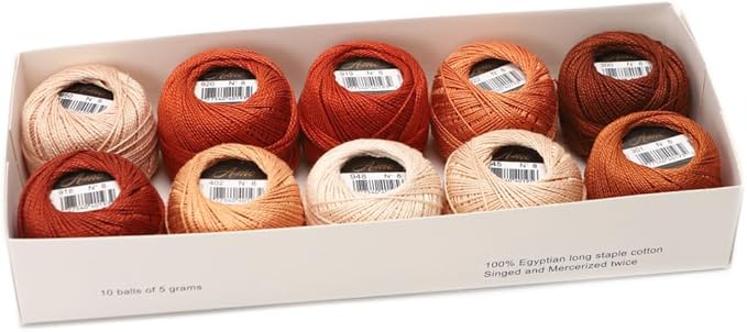 Size 8 Double Mercerized Egyptian Long Staple Cotton Pearl Thread Ball 5 Grams Rainbow Color Embroidery Thread 10 Colors per Box for Crochet Hardanger Cross Stitch Hand Embroidery (Set H)
