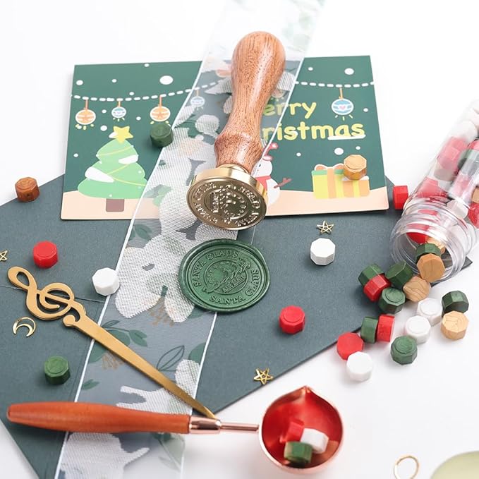 WUERLIN Christmas Wax Seal Stamp,Santa Claus Wax Seal Stamp with Deep Engrave Great for Decoration Christmas Cards New Year Envelopes Sealing (Santa Claus)