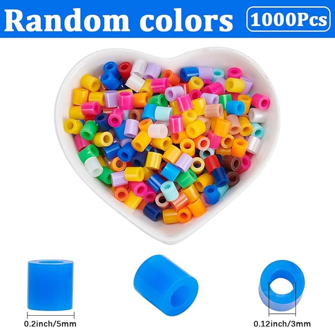 sofpalte 1000pcs rainbow fuse beads 5mm melting beads color bulk plastic colorful inventory refill pack with 3mm hole replenish accessories for diy crafts handmade decor hama refill adults beginners