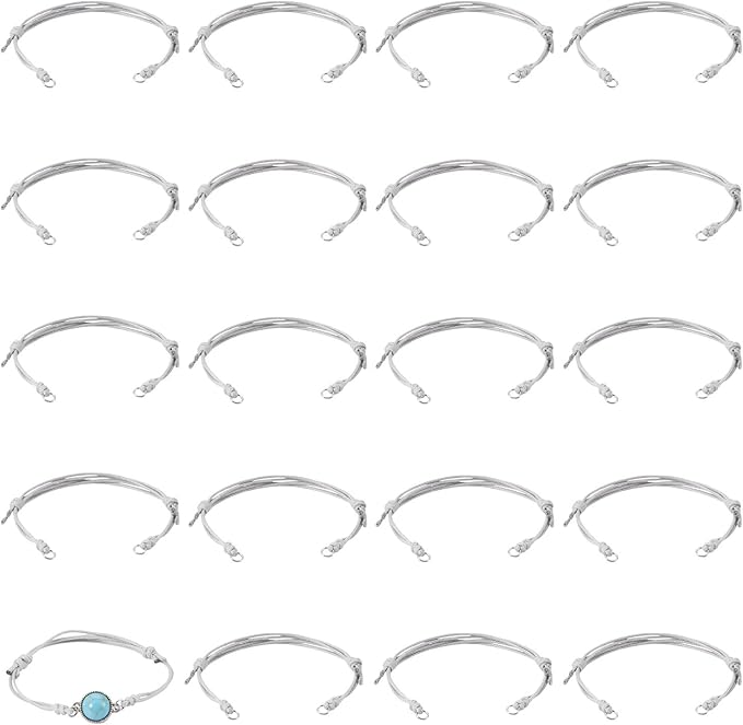 KISSITTY 20pcs Adjustable Bracelet Cords for Connector Charms Waxed Polyester Thread Cord Gray Color Half Finished Bracelet for Friendship Bracelets Jewelry Making