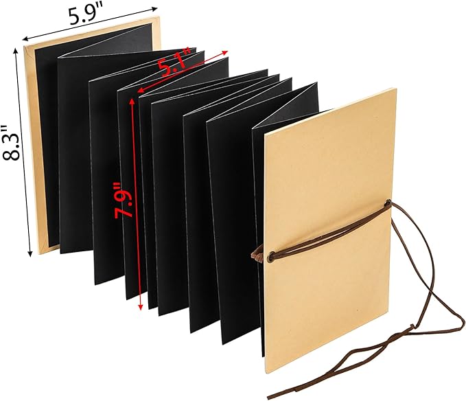 Hacaroa 4 Pack 6 x 8 Inch Accordion Scrapbook Black Pages, Small Photo Album with DIY Accessories, Stretchable Folding Hardcover Kraft Paper Memory Book Gift for Anniversary, Monther's Day, Graduation