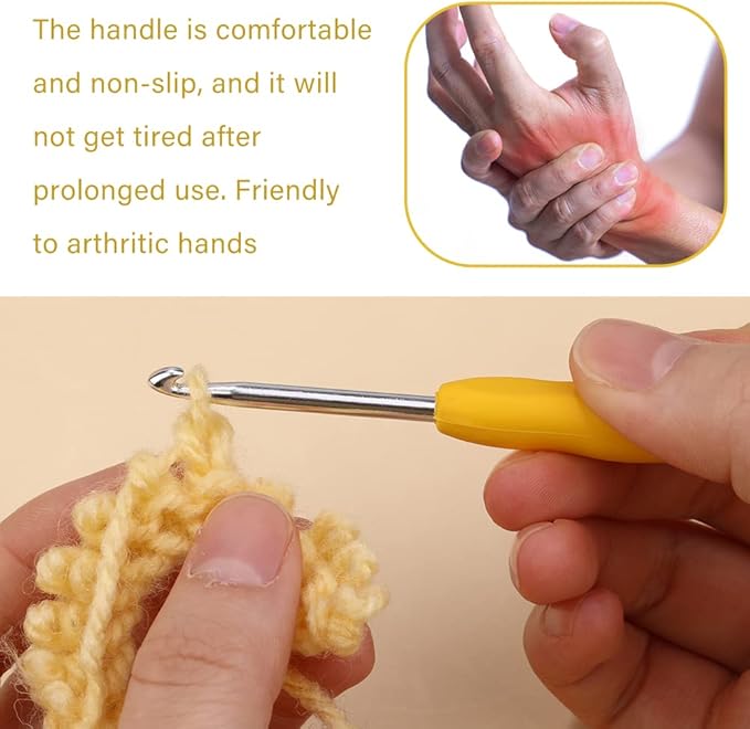 3.5 mm Crochet Hook, Ergonomic Handle for Arthritic Hands, Extra Long  Knitting Needles for Beginners and Crocheting Yarn (3.5 mm)
