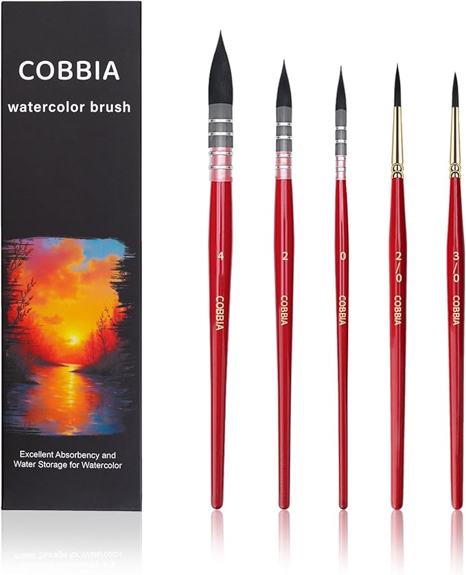 Synthetic Squirrel Hair Watercolor Brushes, 5Pcs, Mop Paintbrushes Detail Watercolor Paint Brush Set Ideal for Artists, Amateur Hobbyists and Painting Lovers