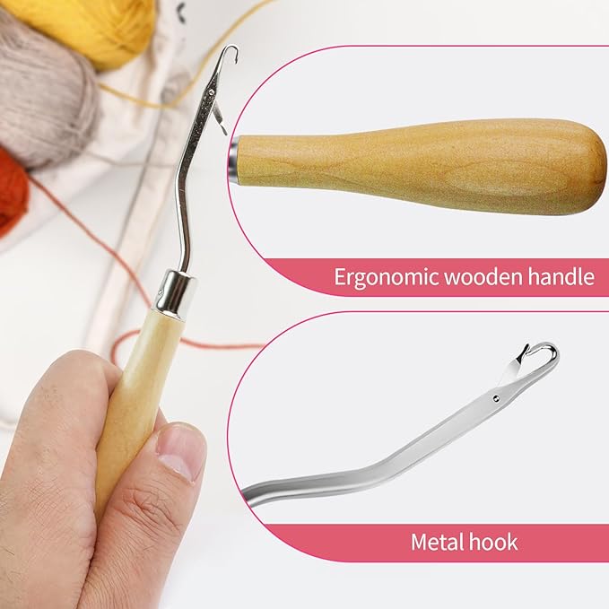 5PCS Latch Hook, Different Sizes Small Crochet Hooks Needle for Braid Hair, Scarf Carpet Making and Other Crafts
