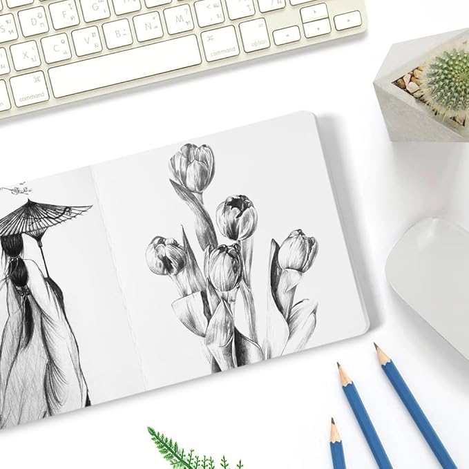 Mifuner Dark Grey Hardcover Sketchbook Square Hardbound Sketch Journal 4.7 x 4.7 Inch 42 Sheets Art Book 250GSM Ultra Smooth Paper Ideal for Pencils,Water Color Pen,Marker Pen