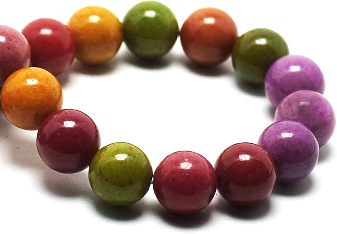 Jade Stone Beads Gemstone Beads for Jewelry Making - 8mm Round Loose Beads for Bracelets(44-47pcs, Colorful Alashan)