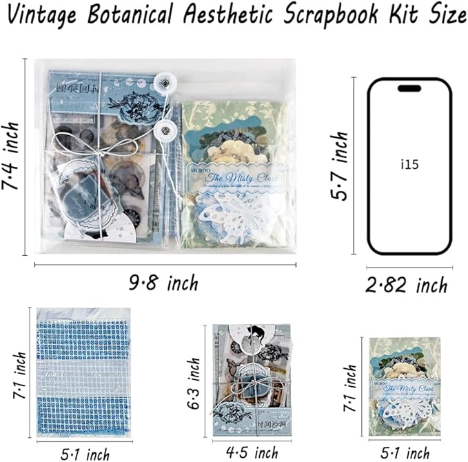 Diuhofart Scrapbook Kits for Adults, Vintage Aesthetic Stickers Paper Frame Scrapbooking Supplies Set Collage Materials for Junk Journaling, Scrap Booking, Card Making, Crafts Arts
