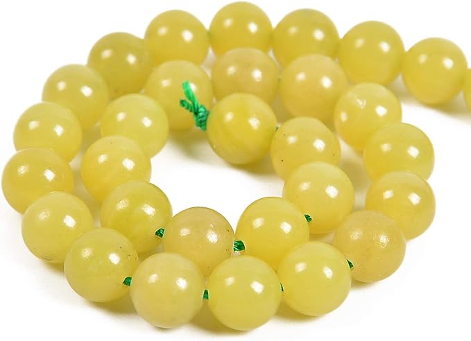 45pcs 8mm Natural Yellow Jade Gemstone Round Spacer Loose Stone Beads for Jewelry Making 15.5" 1 Strand (Yellow Jade, 8mm 45Beads)