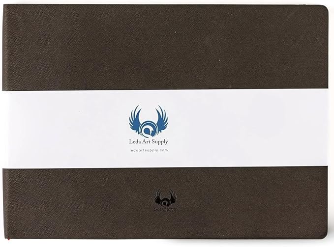 landscape-shaped sketchbook, 8.25 x 11.25 inches, lays flat flexible sketch book for artists, ideal for ink, water color, pen, pencils, 160 tear resistant pages, size: landscape large, leda art supply