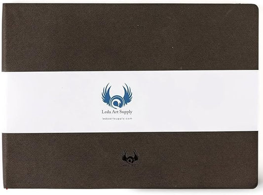 landscape-shaped sketchbook, 8.25 x 5.5 inches, lays flat flexible sketch book for artists, ideal for ink, water color, pen, pencils, 160 tear resistant pages, size: landscape medium, leda art supply
