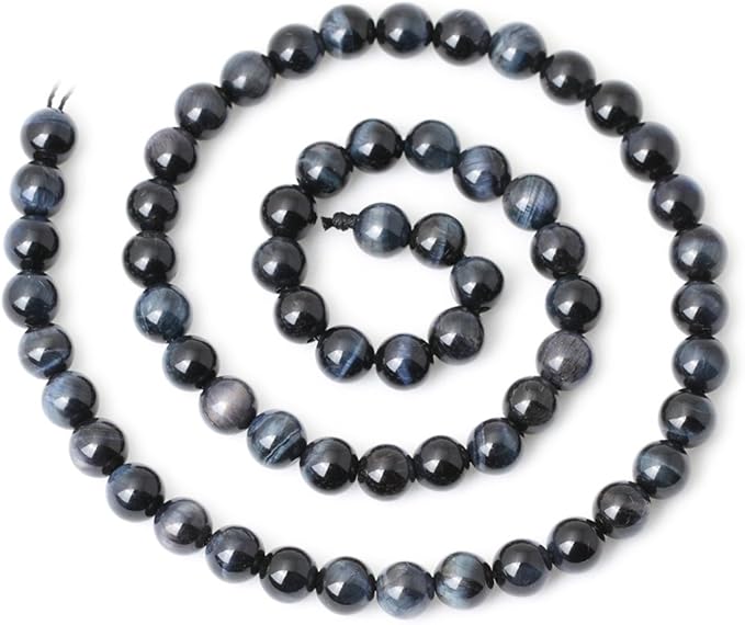 cheavian 60pcs 6mm natural blue tiger eye gemstone round loose beads for jewelry making diy findings 1 strand 15"