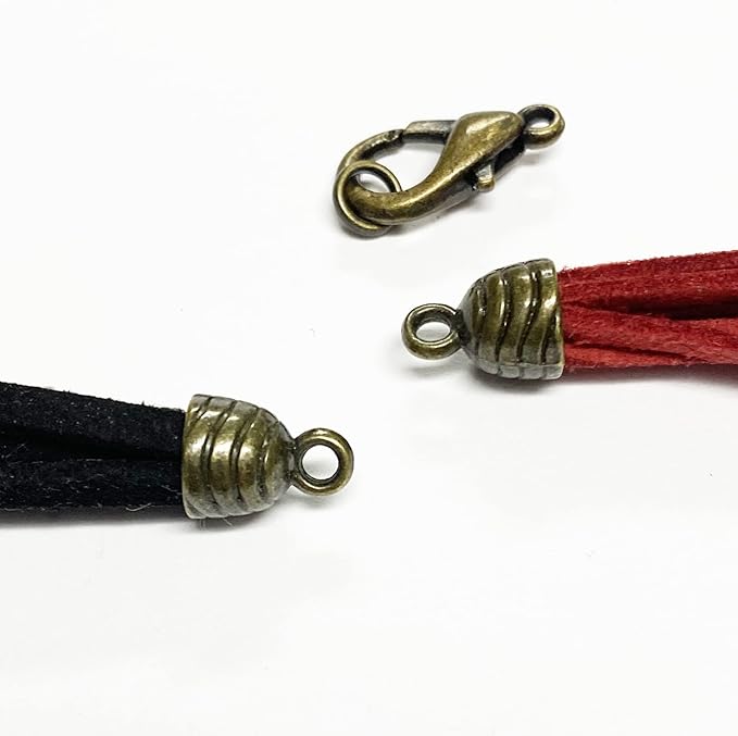 Bronze Round Tassel End Caps 50 pcs Barrel End Caps Flat Leather Cord End Caps Bracelet Making Supplies Leather Bracelet Making Kit Silver Cord End Cap Kumihimo Kit