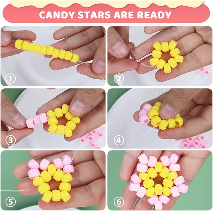 iooleem pony beads(4500pcs candy macaroon pony beads), beads for bracelets making, crafts, beading supplies, friendship bracelets making.