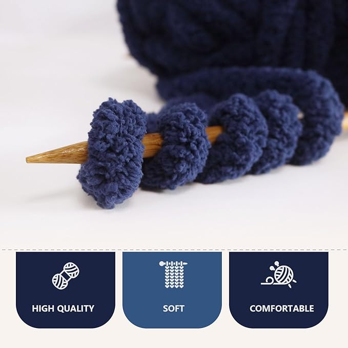 Tibetan Blue Chunky Chenille Yarn for Crocheting Bulky Thick Fluffy Yarn for Knitting,Super Bulky Hand Blanket, Soft Plush Yarn Crochet Carpet/Scarf/Cushion/ 8 Jumbo Pack(63.76oz/197.68yd