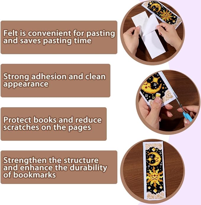 ORIGACH 6 Pcs Cross Stitch Bookmark Kit for Beginner Adults, Tarot The Sun and Star Stamped Embroidery Bookmark Kit with Instruction for Starters Printed Cross Stitch DIY Kits for Book Lovers