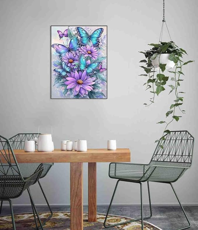 flower cross stitch kits for adults beginner,butterfly counted cross stitch kits printed stitching cute patterns dimensions needlepoint art crafts embroidery kits for adults beginners (15.7x11.8 inch)
