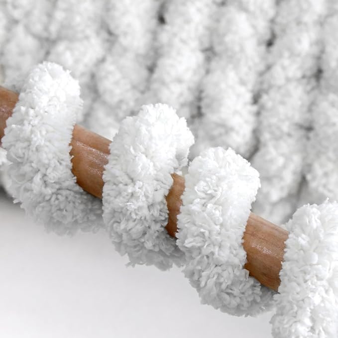 Jumbo Chenille Chunky Yarn for Crocheting - Super Bulky Fluffy Chunky Yarn for Hand Knitting - Extra Thick Soft Blanket Big Yarns 8 Jumbo Pack (27yds,8 oz Each Skein) Pure White