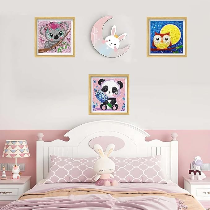 SHICERNHJ 6 Pack Diamond Painting Kits for Kids Beginners,Animal Cartoon DIY Diamond Art Kits for Kids Ages 6-8-10-12Home Wall Decoration 6X6 inch