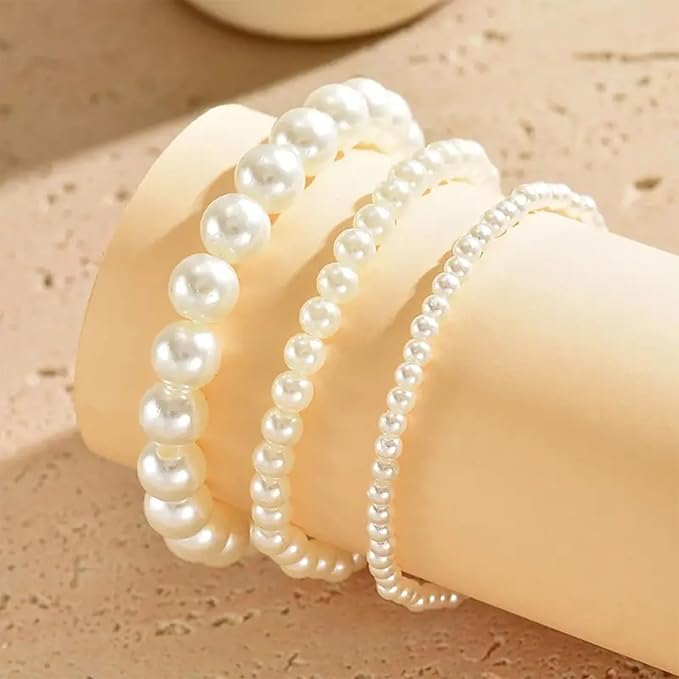 1668 Pcs Pearl Beads for Bracelet Making Kit 5 Sizes Pearl Beads for Jewelry Making Pearls Bracelet Bead Charms Necklace Earrings DIY Craft for Women Adult Pearls Bead for Crafting