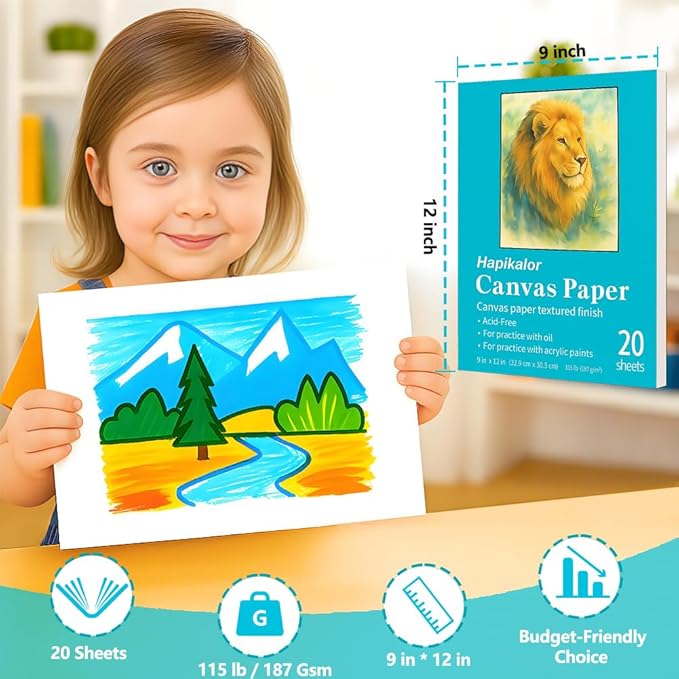 Canvas Painting Acrylic Sketch Book - 9x12 Inch, 20 Sheets (115lb/187g) Mixed Media Sketchbook, Art Supplies for Adults & Kids Canvases Painting pad for Acrylic, Oil, Marker, Drawing, Sketching