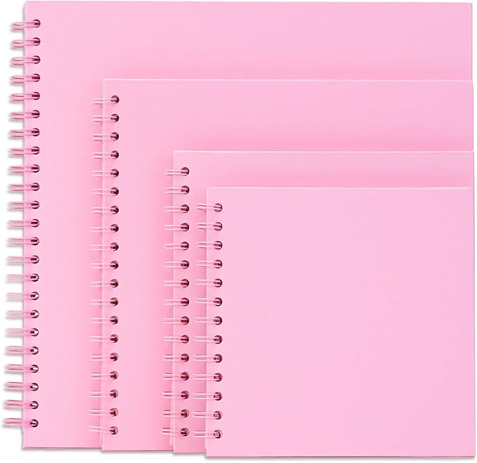 10 x 10 Inch DIY Scrapbook Photo Album Hardcover Kraft Blank Page Acid-Free, 100 Pages (50 Sheets) Memory Book for Wedding Anniversaries Family Baby Memories Small Scrapbooking Projects, Pink