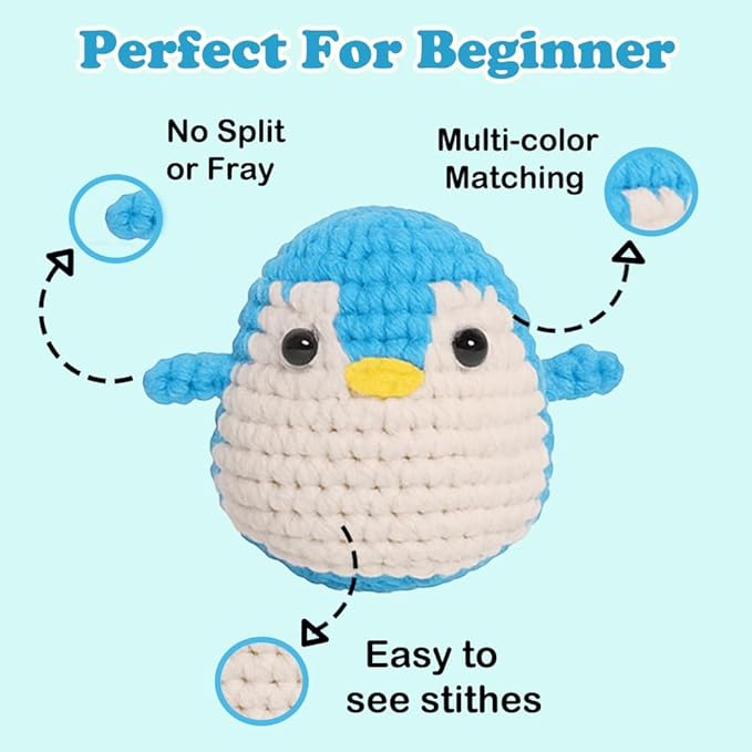 Yarniss Easy Crochet Yarn for Beginners, 12x50g Crochet Yarn Kits with Easy-to -See Stitches, Multicolor Cotton Yarn for Starter