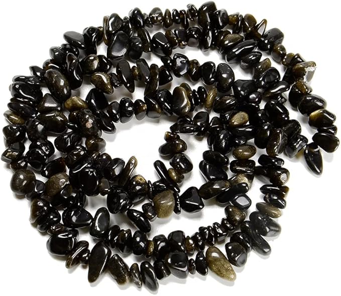7-8mm Natural Gold Obsidian Gemstone Chips Beads Healing Crystals Waist Bracelets Necklace Kit Irregular Stone DIY Crafts Design Jewelry Making