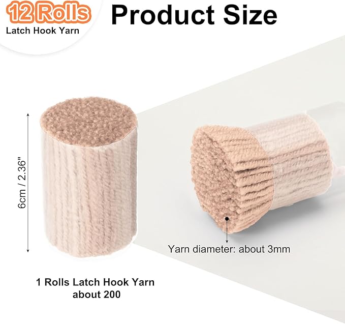 PATIKIL 12 Rolls Latch Hook Yarn, Latch Hook Kit Precut Rugs Yarn Making Crochet Bundles for Rug Adults Beginners Tapestry DIY Craft, White Pink