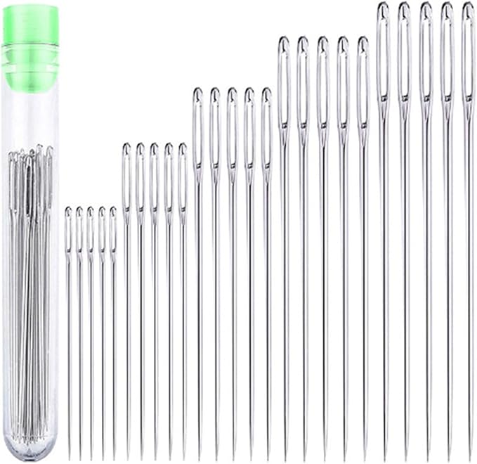 56 Pcs Big Eye Stainless Steel Hand Sewing Needles Kit and Blunt Tip Metal Darning Tapestry Yarn Embroidery Needles Large Eye for Yarn Needle and Thread Mini Sewing Kits Supplies