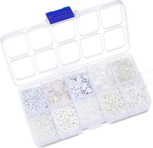 Assorted Beads for Jewelry Making, Glass Seed Bugle Tube Beads Loose Sequins Multiple Sizes for Crafts Sewing Jewelry Making