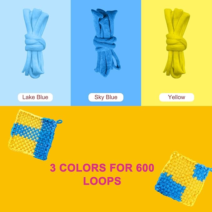 600 PCS Weaving Loom Refill Loops, Potholder Loops for 7-10 Inch Loom, Weaving Bands DIY for Kids, Ideal Gifts for Girls Ages DIY Crafts Supplie (3 Fresh Colors (600 Loops))