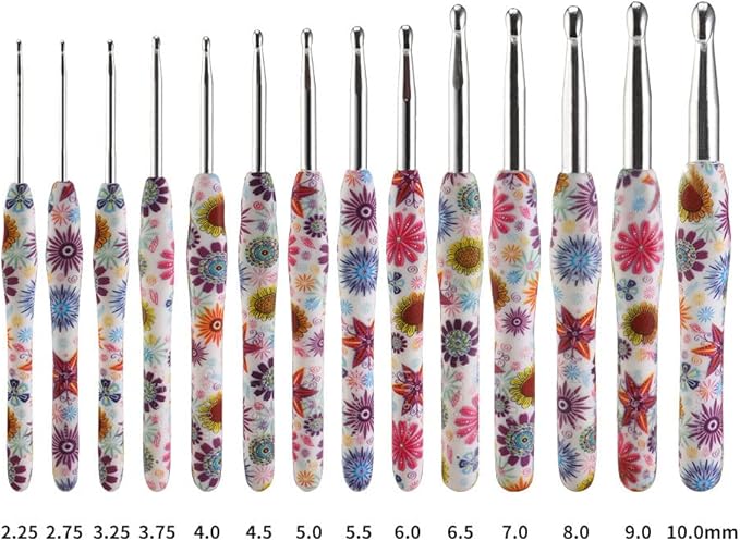 3.25mm Crochet Hook, Ergonomic Handle for Arthritic Hands, Soft Rubber Grip Extra Long  Knitting Needles for Beginners and Knitting Crocheting Yarn (3.25mm)