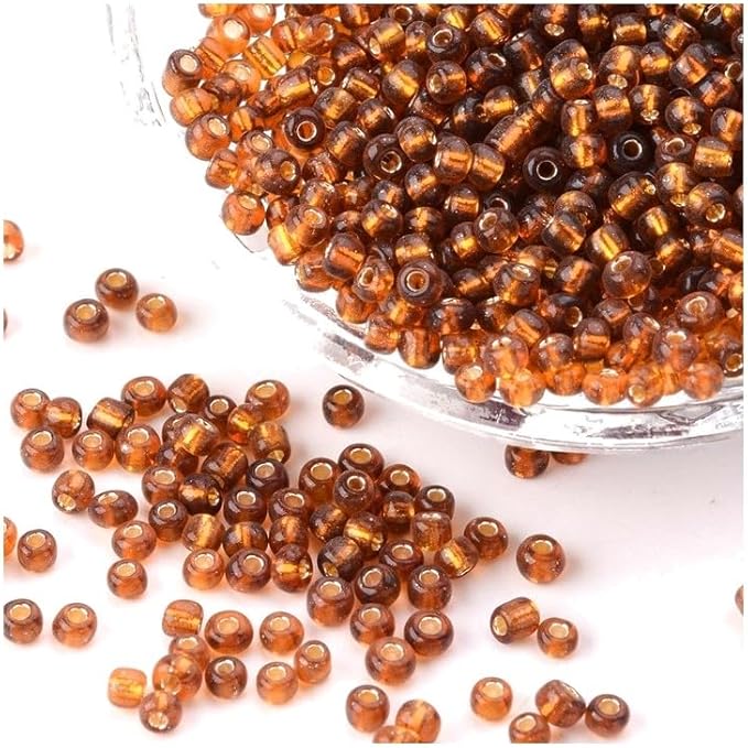 Perlin Glass Seed Beads 4mm 6/0 Round 1100pcs Mini Small Pony Spacer Beads Kit for Jewelry Making Earrings Bracelets Pendants Waist DIY Handmade (Dark Brown Silver Lined)