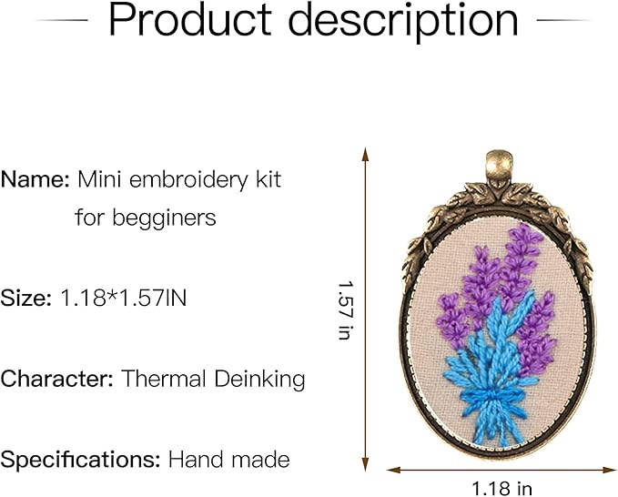 ZOCONE 6 Packs Embroidery Necklace Kits, Embroidery Pendant Kit Mini Cross Stitch Kit with Hoop, Necklace, Pendant, Brooch, Stamped Pattern Cloth, Instructions, etc. Embroidery Kits for Adults