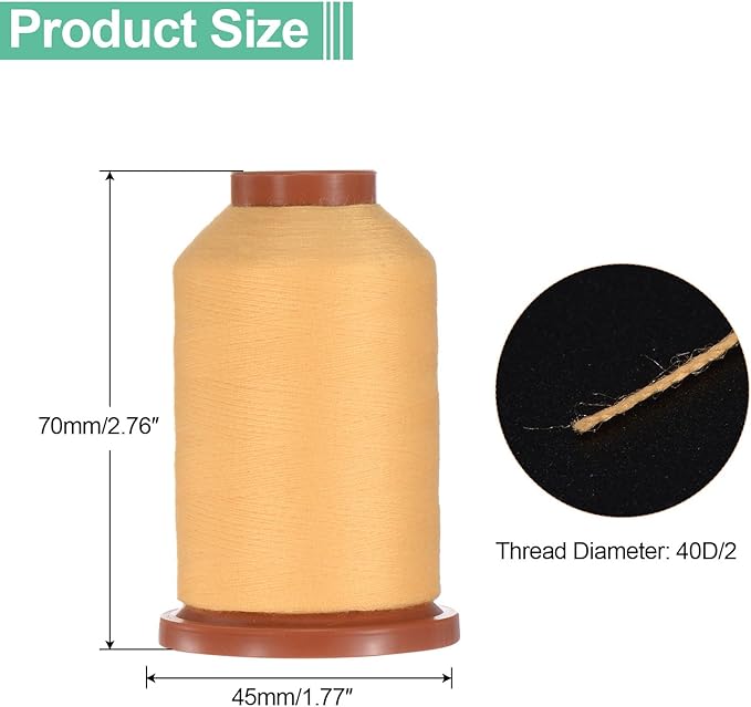 uxcell 40D/2 Sewing Thread 1100 Yards Polyester Household Sewing String Hand Stitching Polyester Cord for Clothing Stitching Shoe Bag Repairing DIY Craft Light Orange
