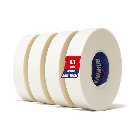 kiwihub 4 packs artist tape for watercolor paper - white masking artists tape for drafting, art painting and all paper media - acid free 0.7inch wide 592ft long total